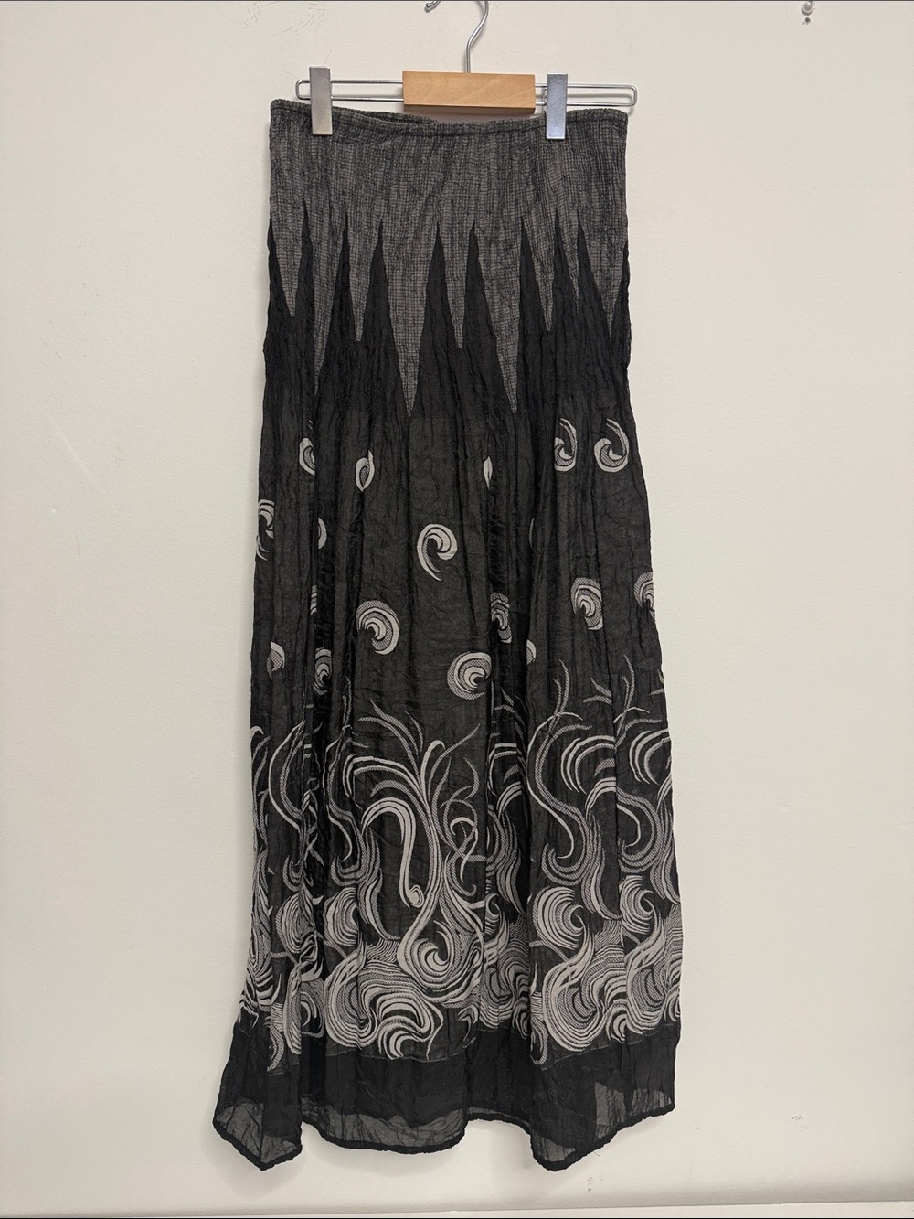 Black & Gray Patterned Maxi Skirt